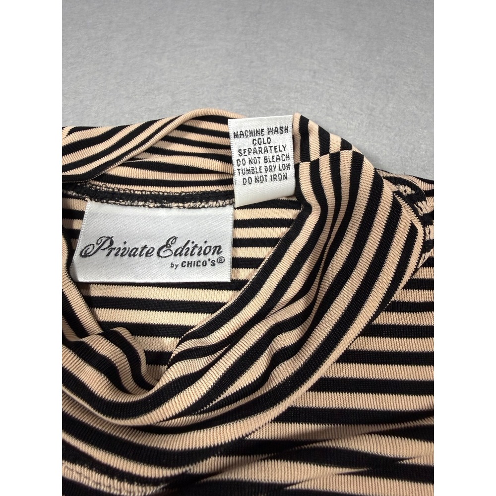 Vintage 90s Striped Chicos Private Edition Mock Neck Slinky Knit Top Sz 1 M/L - Picture 5 of 6